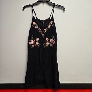 Kendall + Kylie Black Floral Embroidered Mini Slip Dress S Small Boho Easter